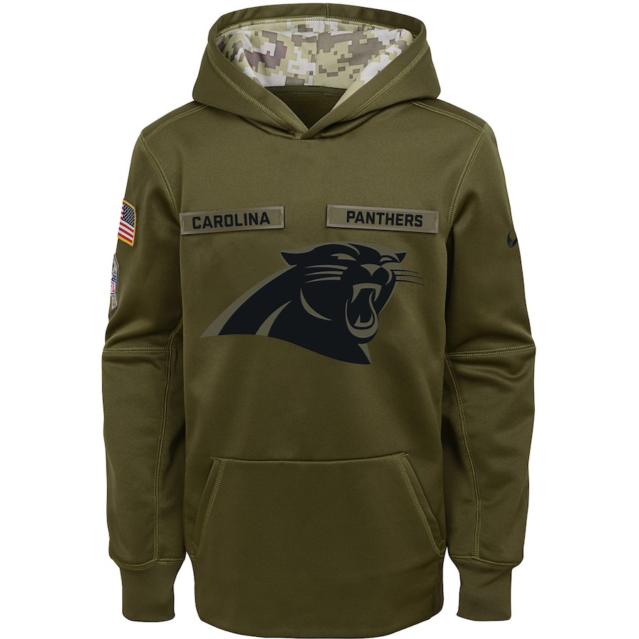 Carolina Panthers Nike Youth Salute to Service Pullover Performance Hoodie Green->youth nfl jersey->Youth Jersey